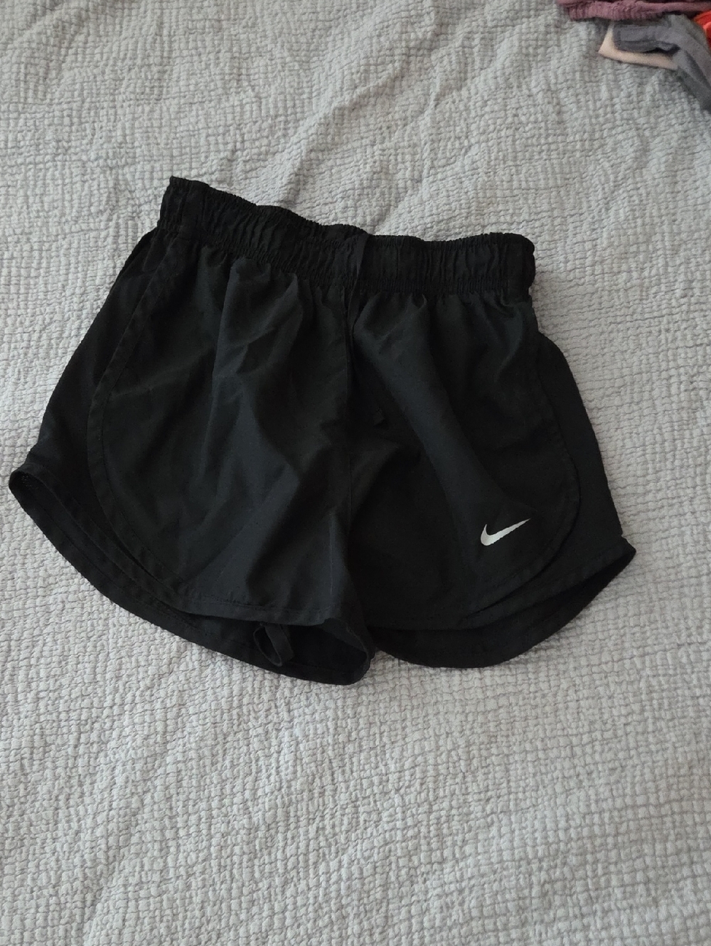 Nike Women’s Black Athletic Running Shorts with White Swoosh